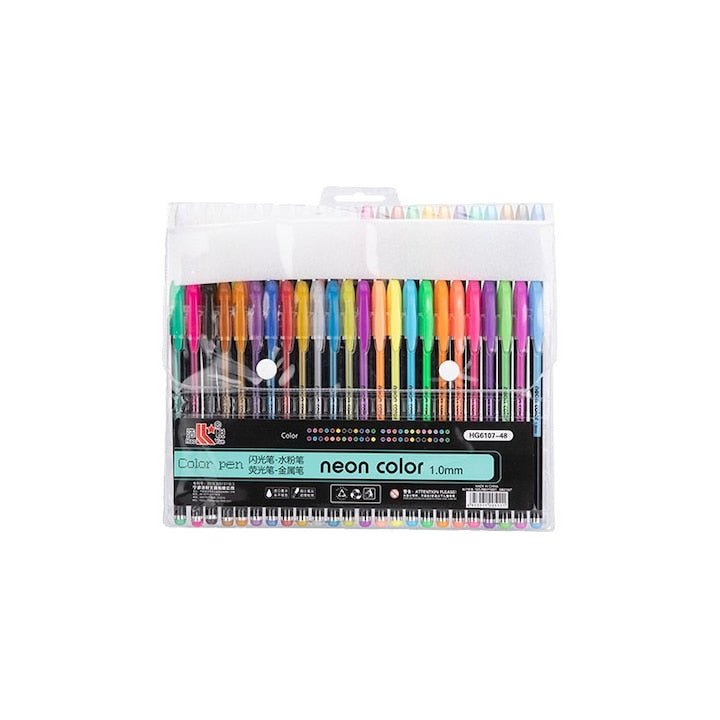 48-Color Neon Gel Pen Set – 1.0mm Tip™